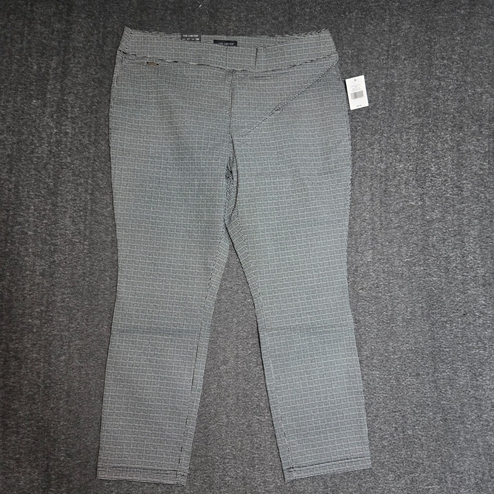 The Limited Pants Sz 14 Petite Ankle Pants Black White Dot Geometric Work Office